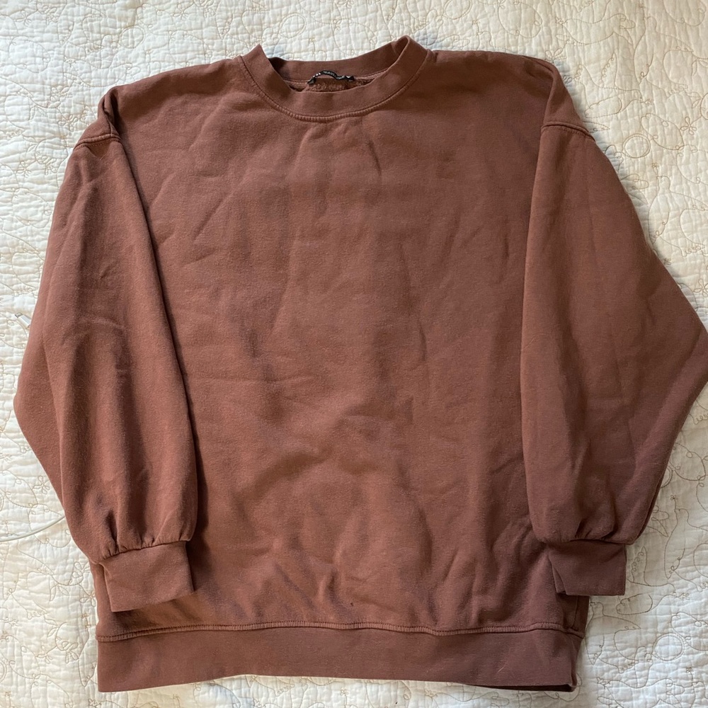 brown ZARA oversized crewneck